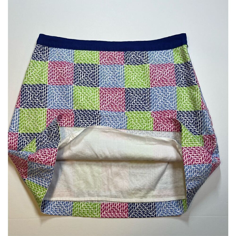 Vineyard Vines Whale Aurora Faux Patchwork Lined Cotton Skirt RibbonTrim Size 4 - Picture 7 of 10